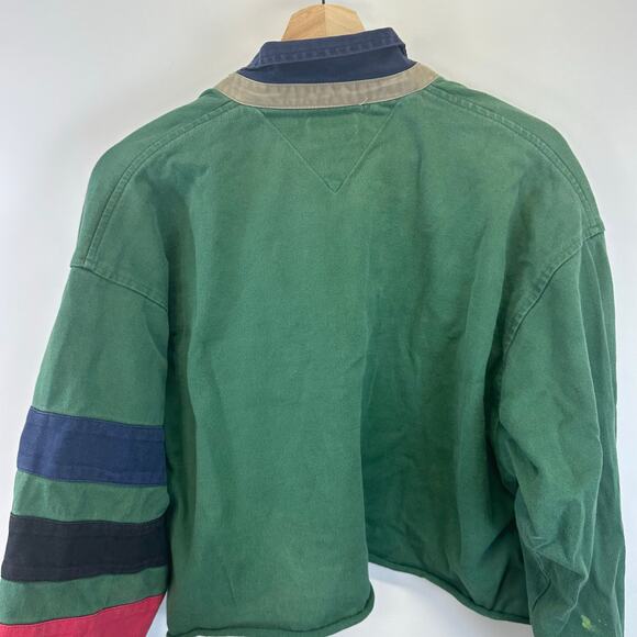 Tommy Hiilfiger Outdoors Green Cropped Pull Over Collared Sweatershirt Wmens M - Picture 9 of 13